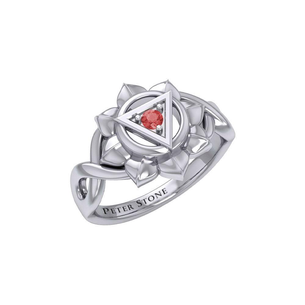 Manipura Solar Plexus Chakra with Celtic Designs Sterling Silver Ring TRI2338