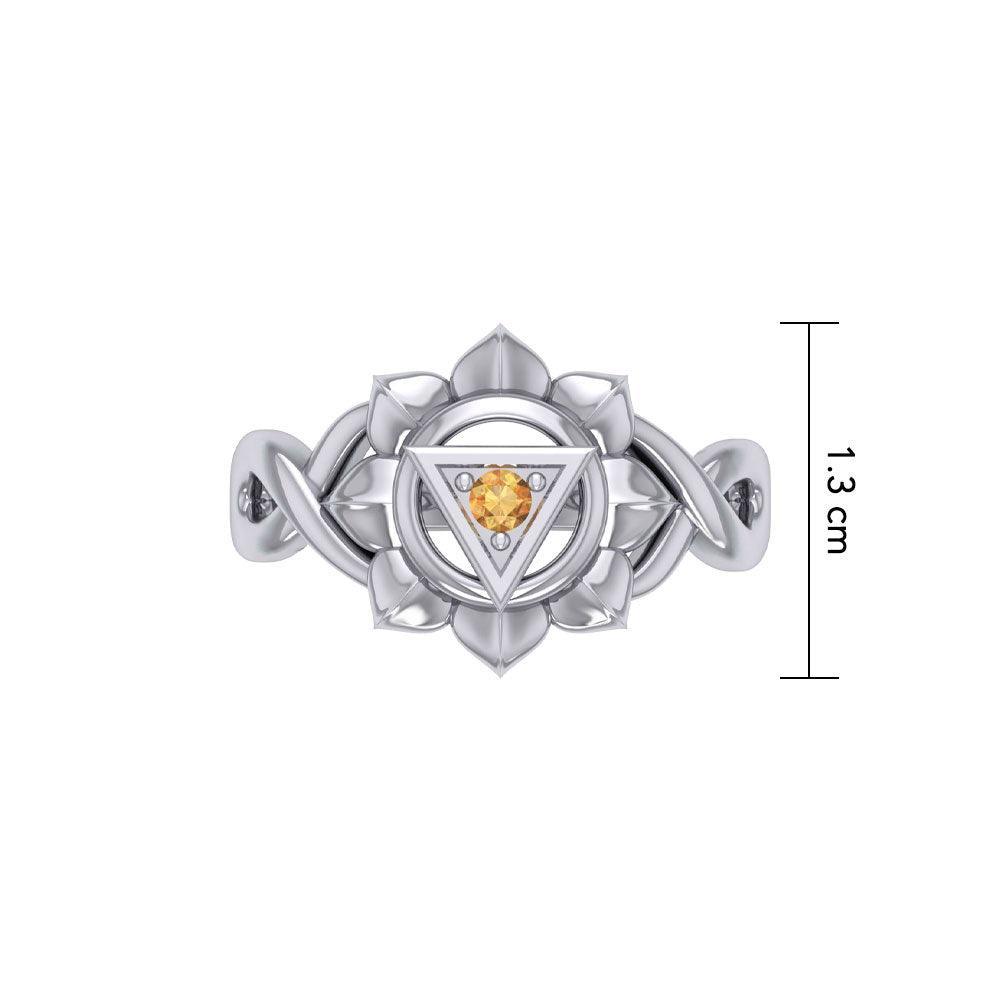 Manipura Solar Plexus Chakra with Celtic Designs Sterling Silver Ring TRI2338