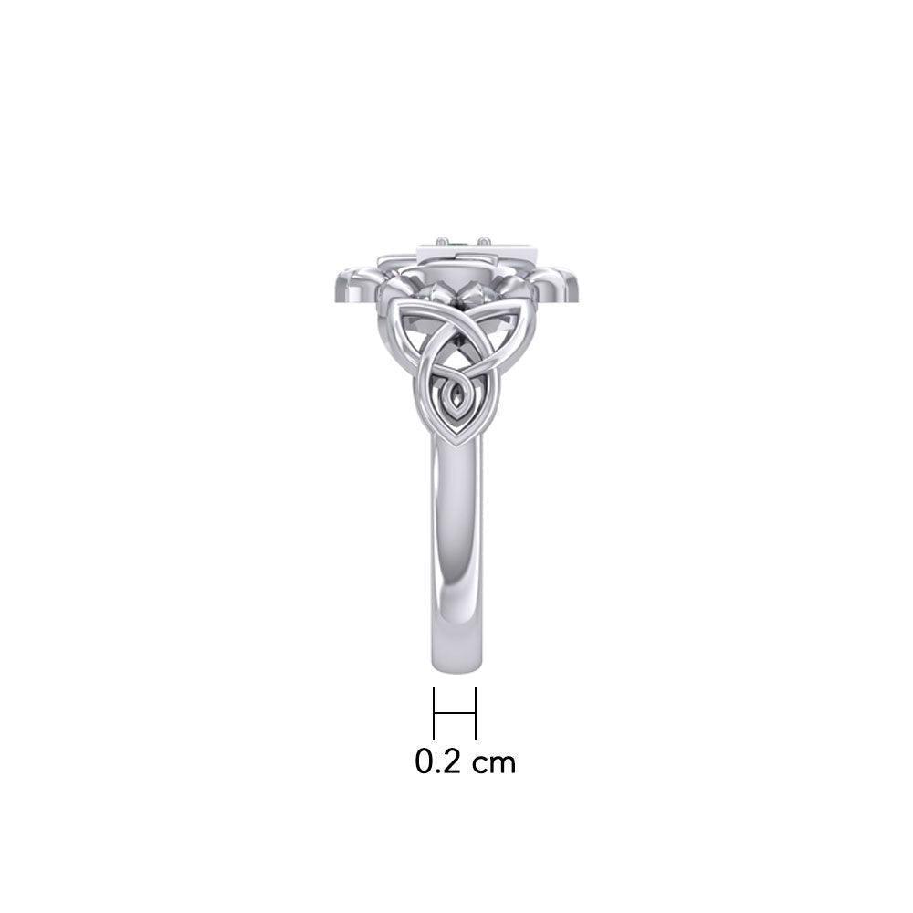Anahata Heart Chakra with Celtic Designs Sterling Silver Ring TRI2340