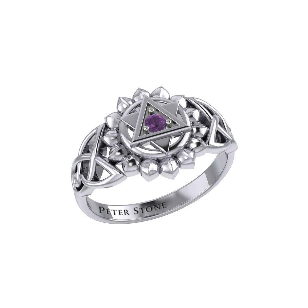 Anahata Heart Chakra with Celtic Designs Sterling Silver Ring TRI2340