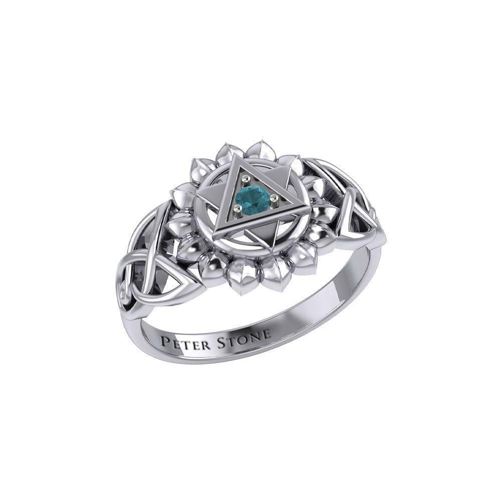 Anahata Heart Chakra with Celtic Designs Sterling Silver Ring TRI2340