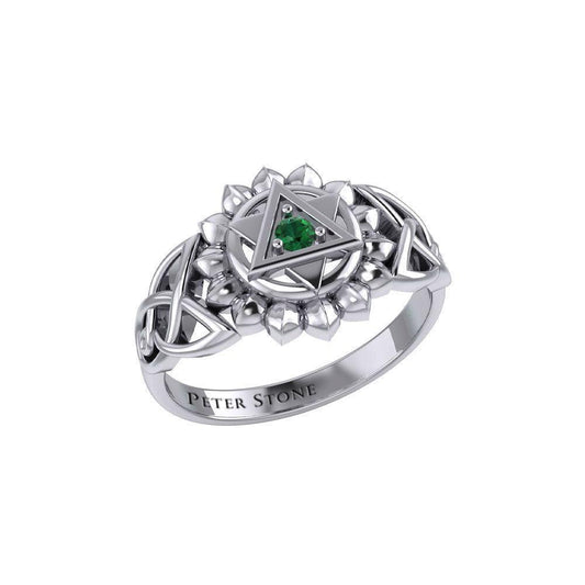 Anahata Heart Chakra with Celtic Designs Sterling Silver Ring TRI2340