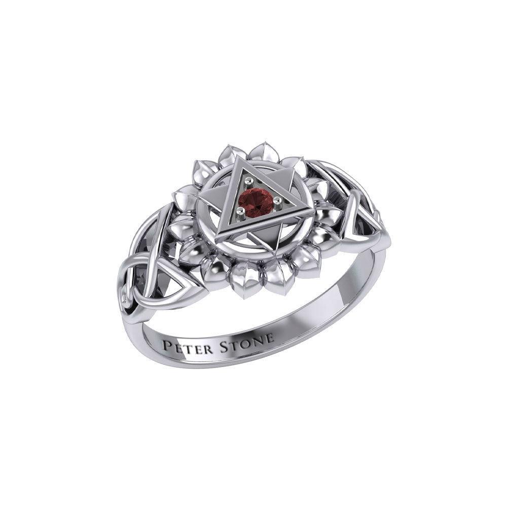 Anahata Heart Chakra with Celtic Designs Sterling Silver Ring TRI2340