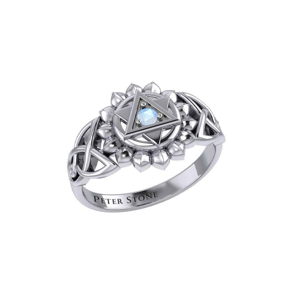 Anahata Heart Chakra with Celtic Designs Sterling Silver Ring TRI2340