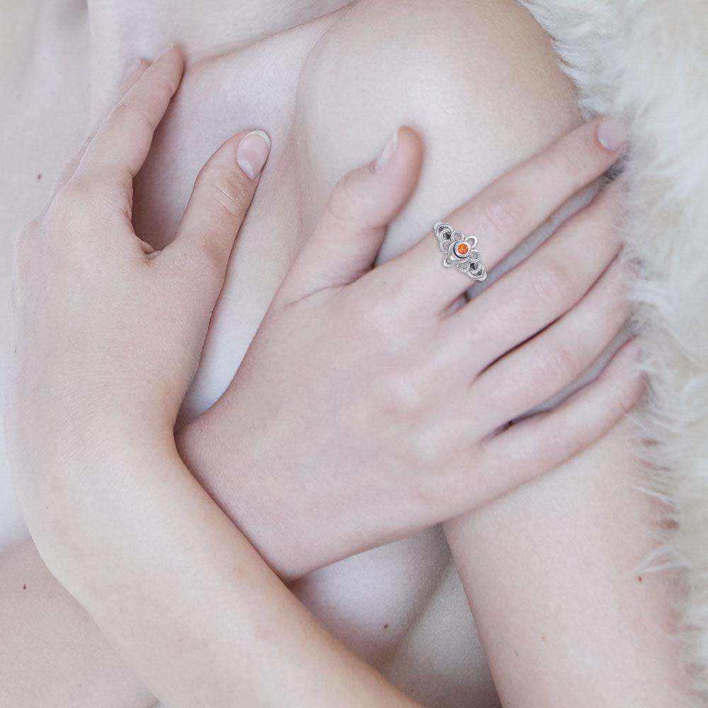 Svadhisthana Sacral Chakra with Celtic Designs Sterling Ring TRI2350