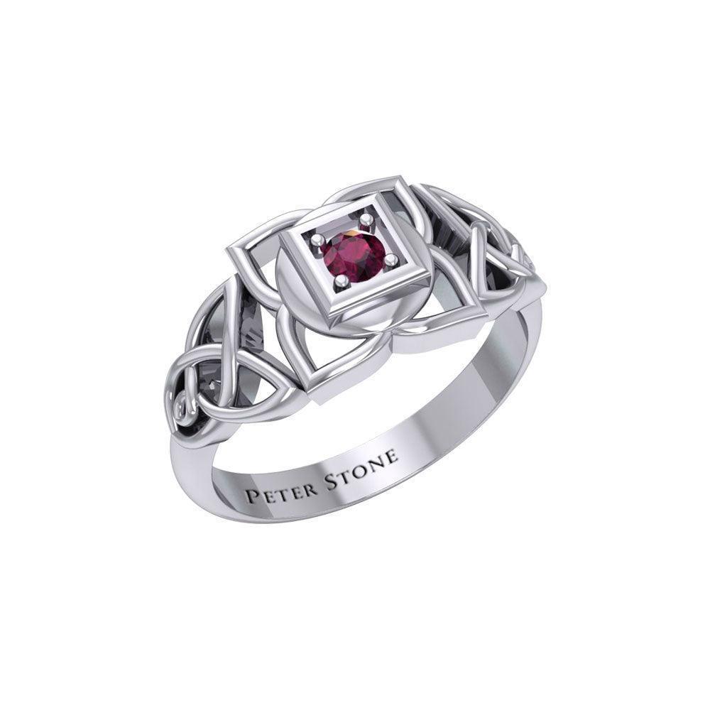 Muladhara Root Chakra with Celtic Designs Sterling Silver Ring TRI2351
