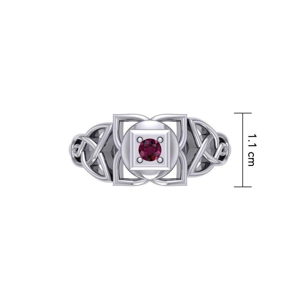 Muladhara Root Chakra with Celtic Designs Sterling Silver Ring TRI2351