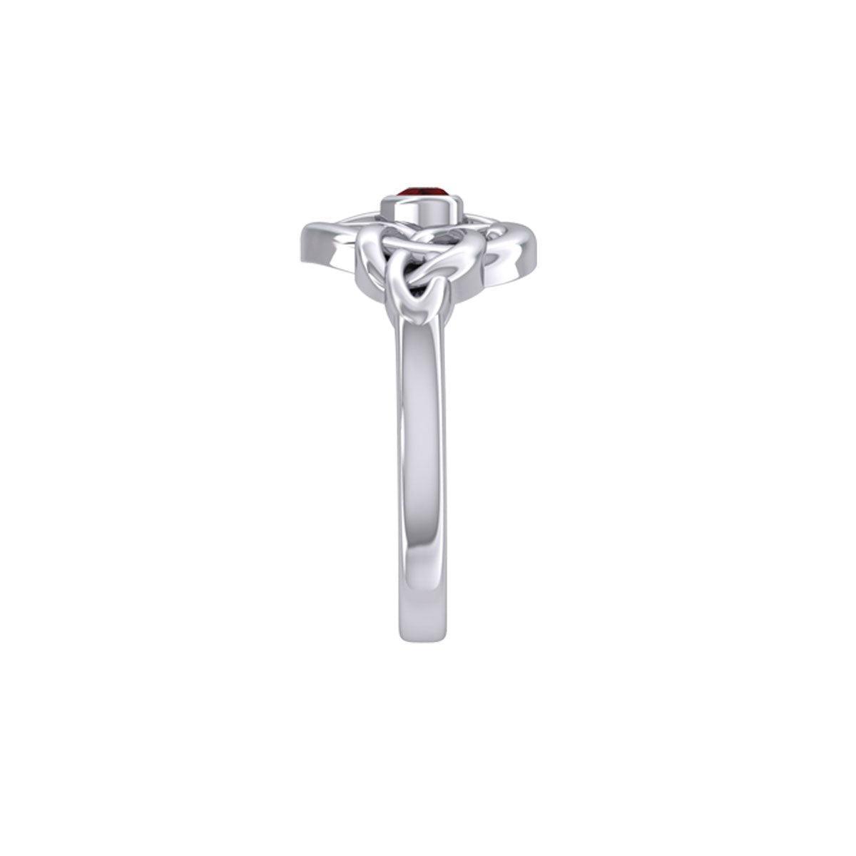 Celtic Knotwork Heart Ring With Heart Gemstone TRI2362