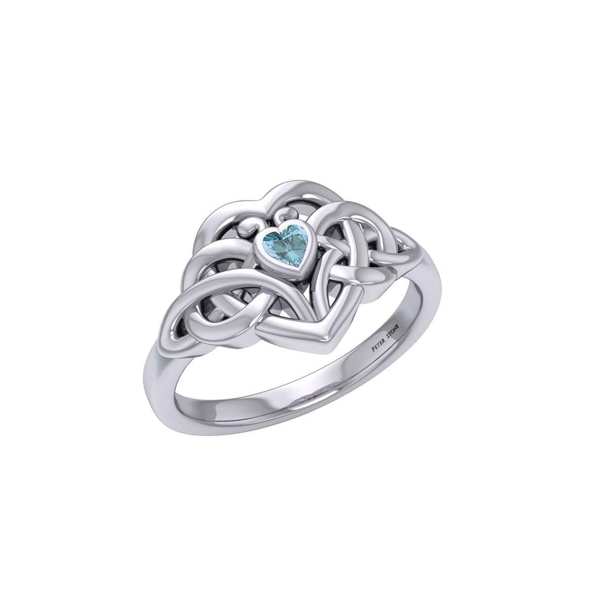 Celtic Knotwork Heart Ring With Heart Gemstone TRI2362