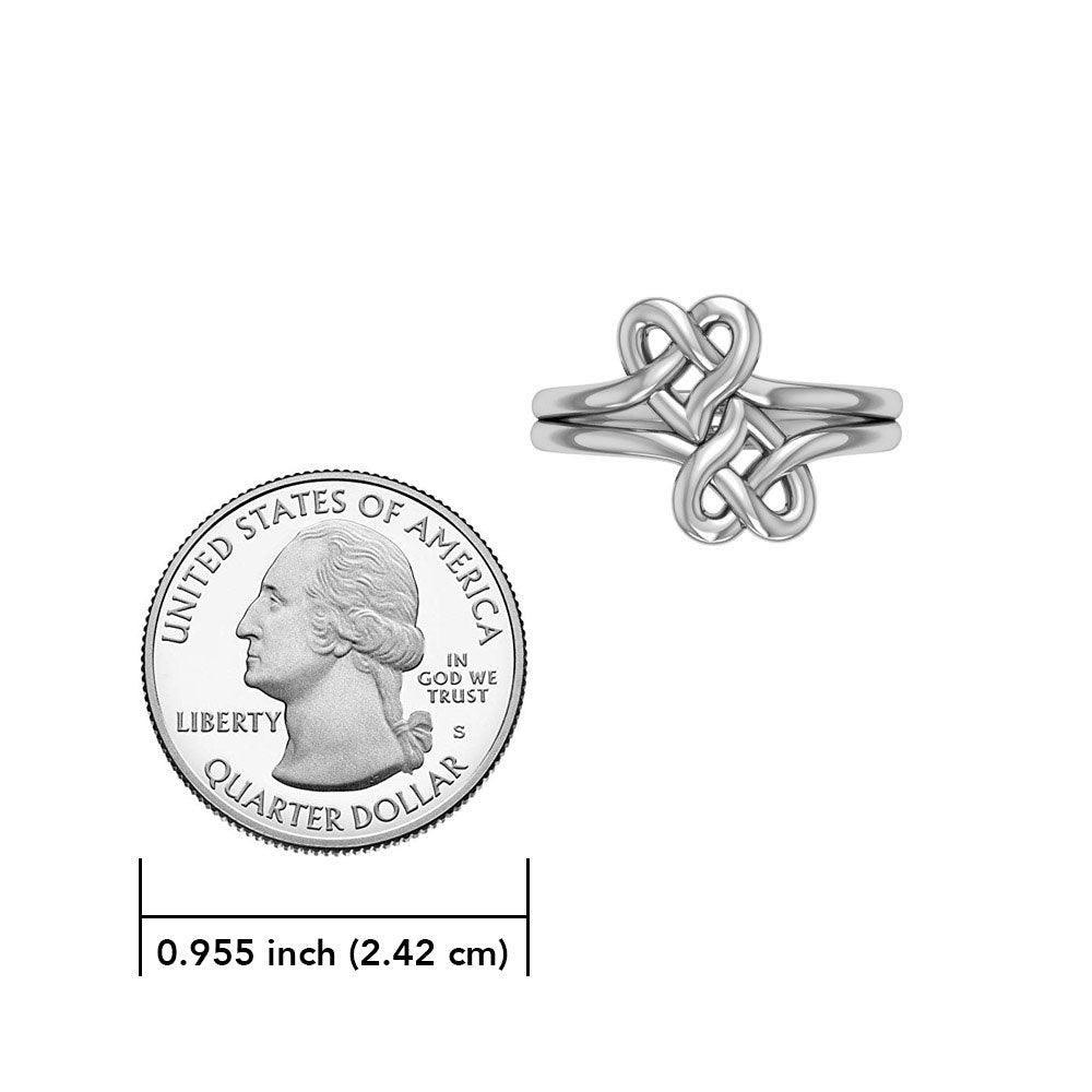 Double Celtic Heart Silver Ring TRI2391 - peterstone.dropshipping