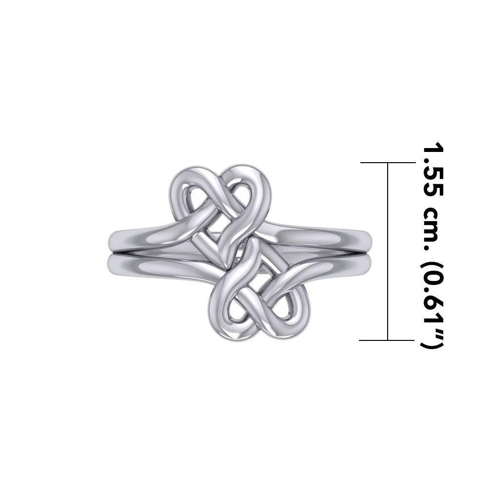 Double Celtic Heart Silver Ring TRI2391 - peterstone.dropshipping