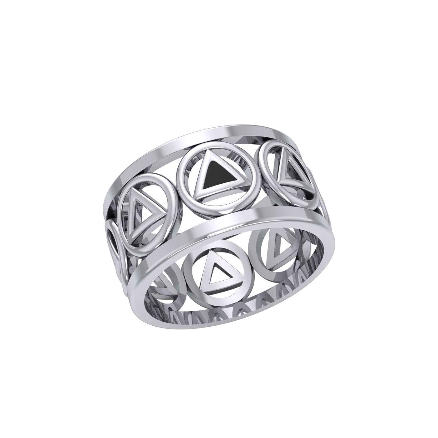 Recovery Silver Band Ring with Stone Inlay TRI2400