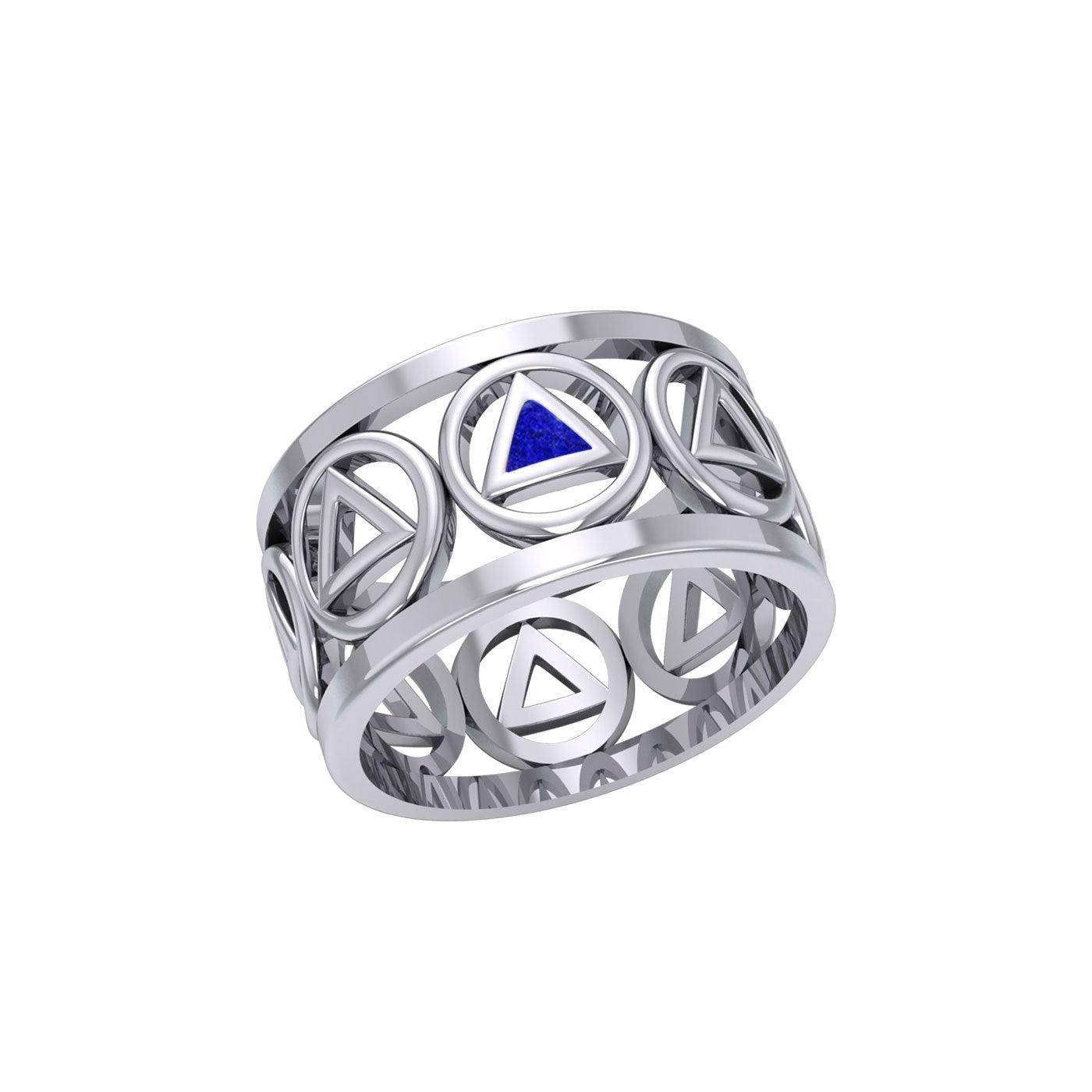 Recovery Silver Band Ring with Stone Inlay TRI2400