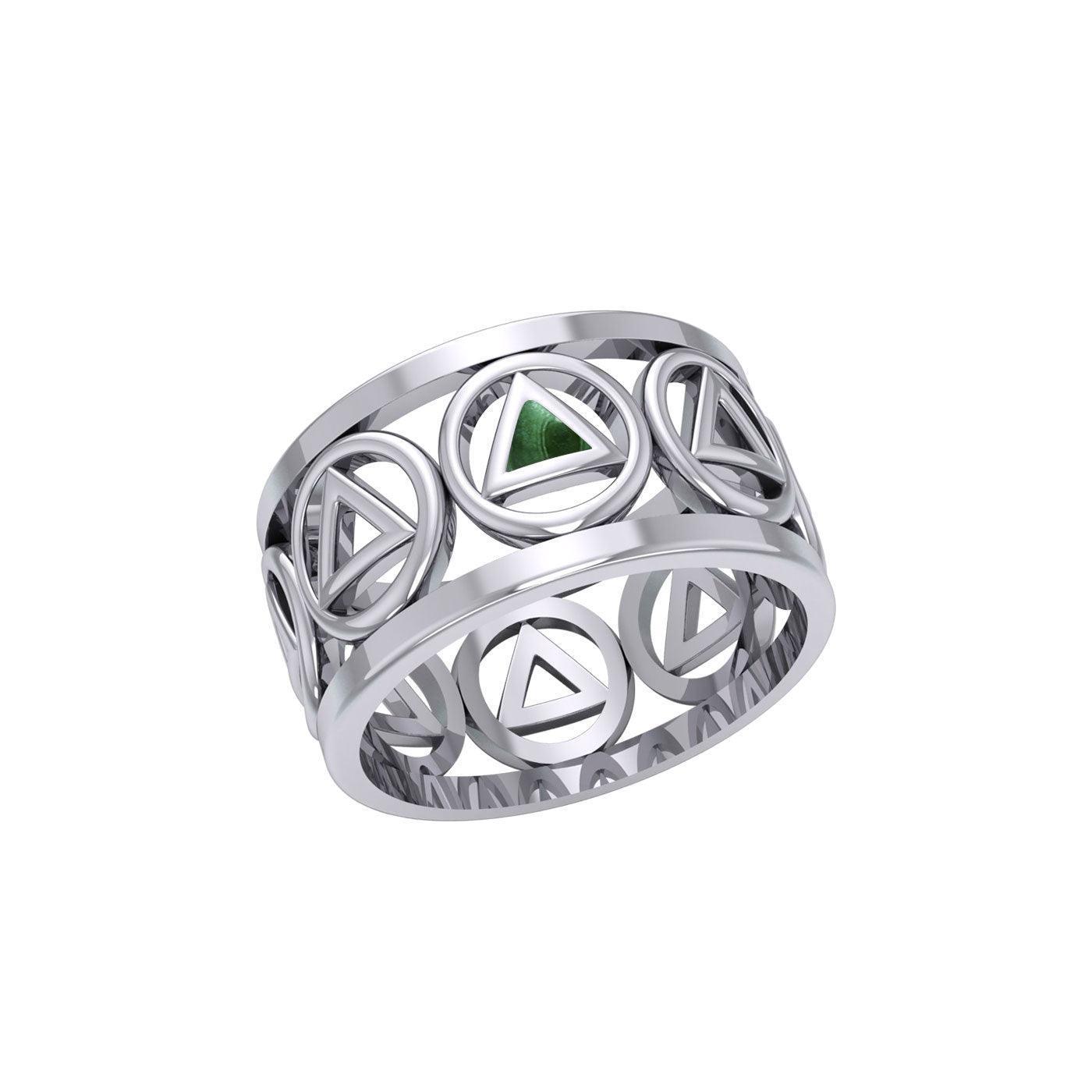 Recovery Silver Band Ring with Stone Inlay TRI2400