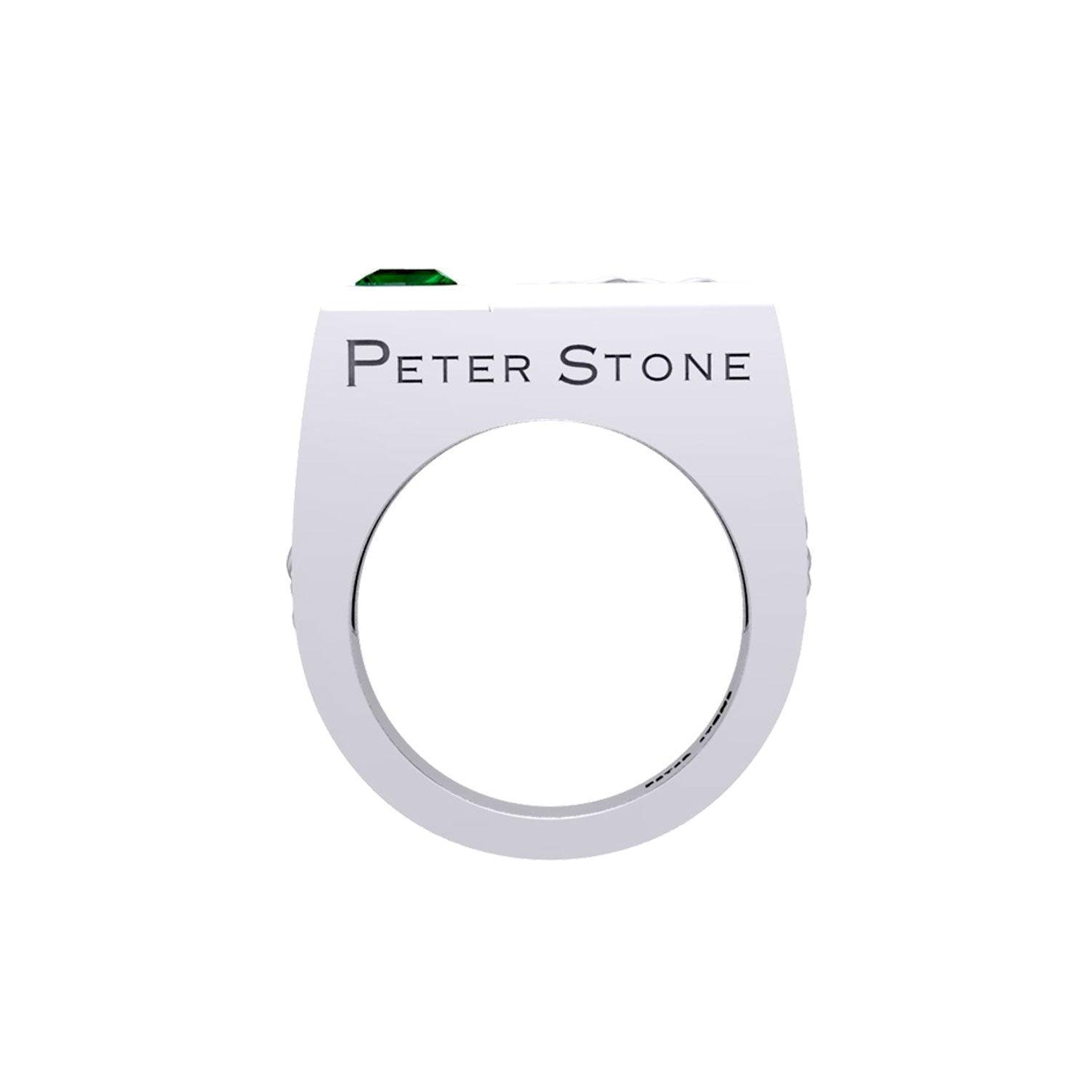 Peter Stone Rectangle Modern Silver Men Ring With Square Gemstone and Celtic Design TRI2414