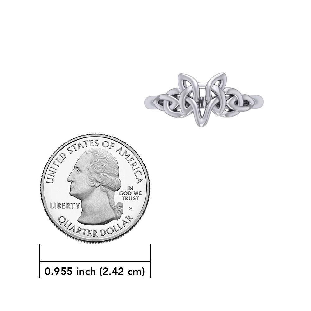 Peter Stone Jewelry Sterling Silver Celtic Wolf Ring - Majestic Symbolism and Craftsmanship for a Bold Statement TRI2419 - peterstone.dropshipping