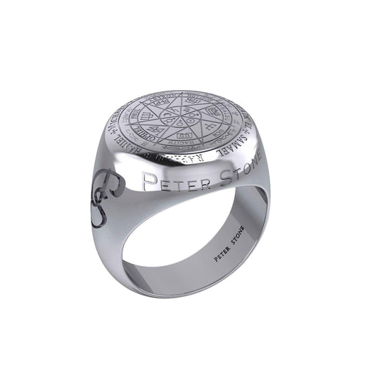Peter Stone Sigil of Seven Archangels Inspired Silver Ring TRI2420 - peterstone.dropshipping