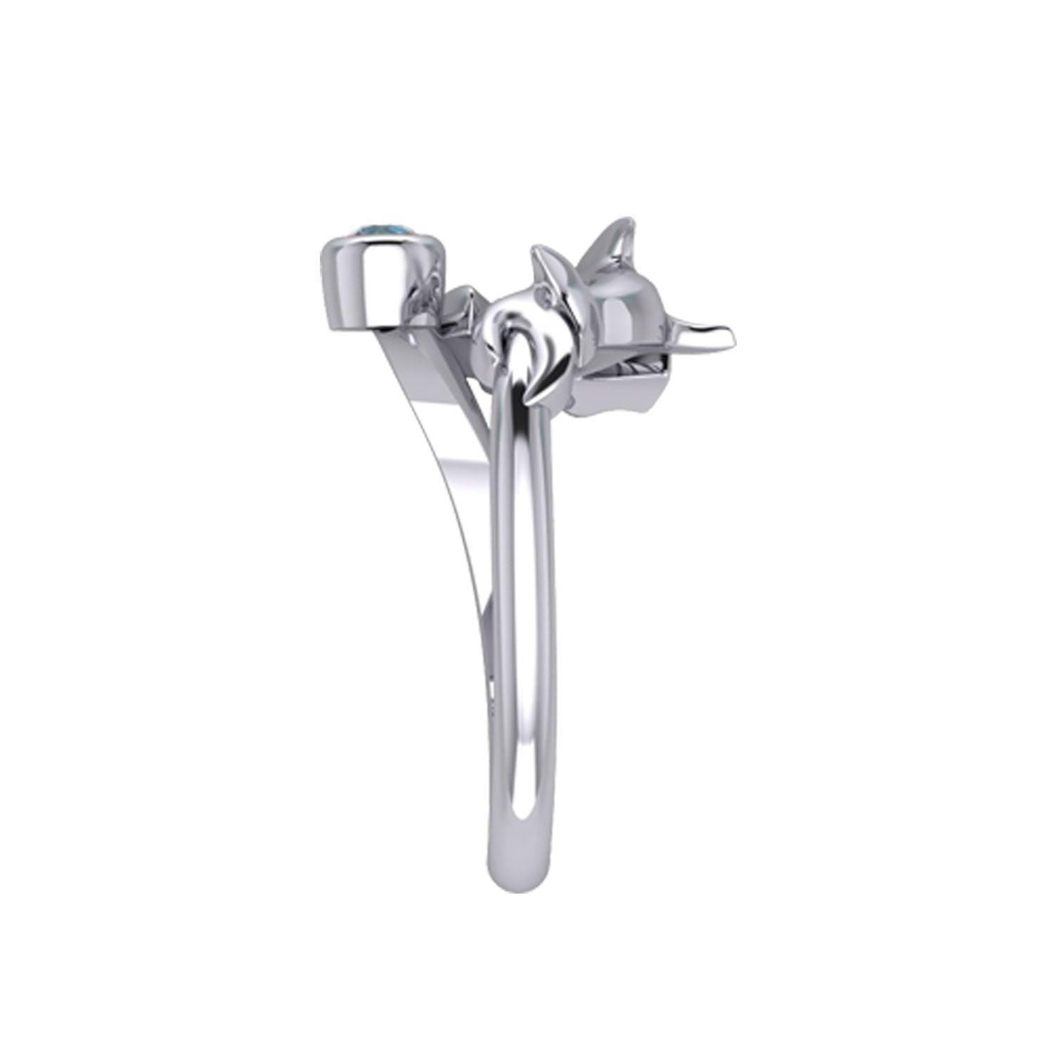 Hammerhead Shark Silver Ring with Gemstone TRI2427