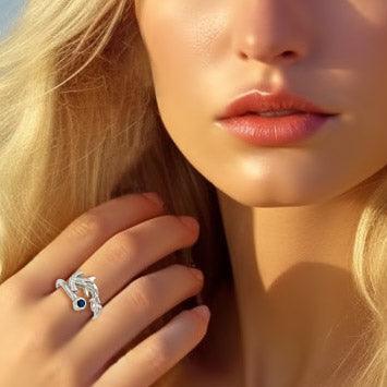 Hammerhead Shark Silver Ring with Gemstone TRI2427