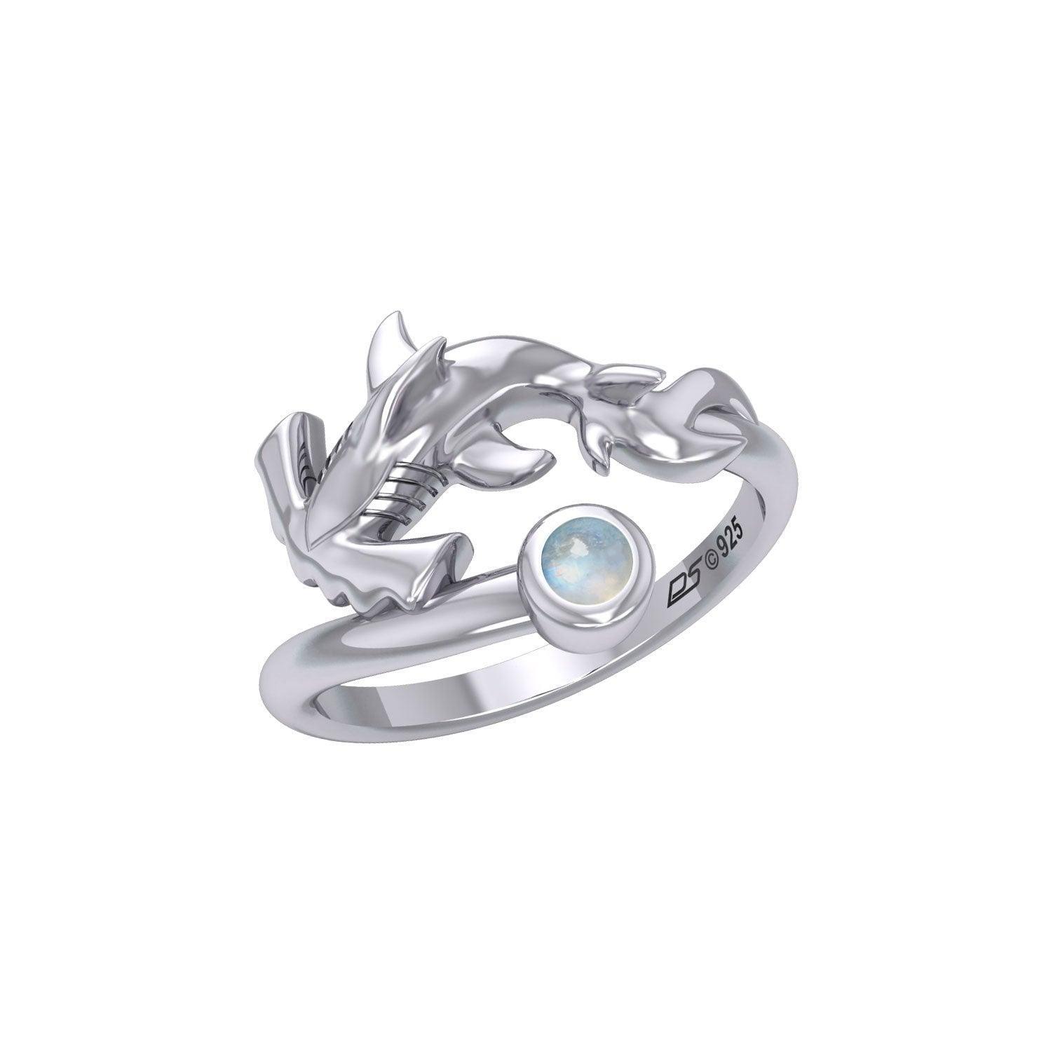 Hammerhead Shark Silver Ring with Gemstone TRI2427