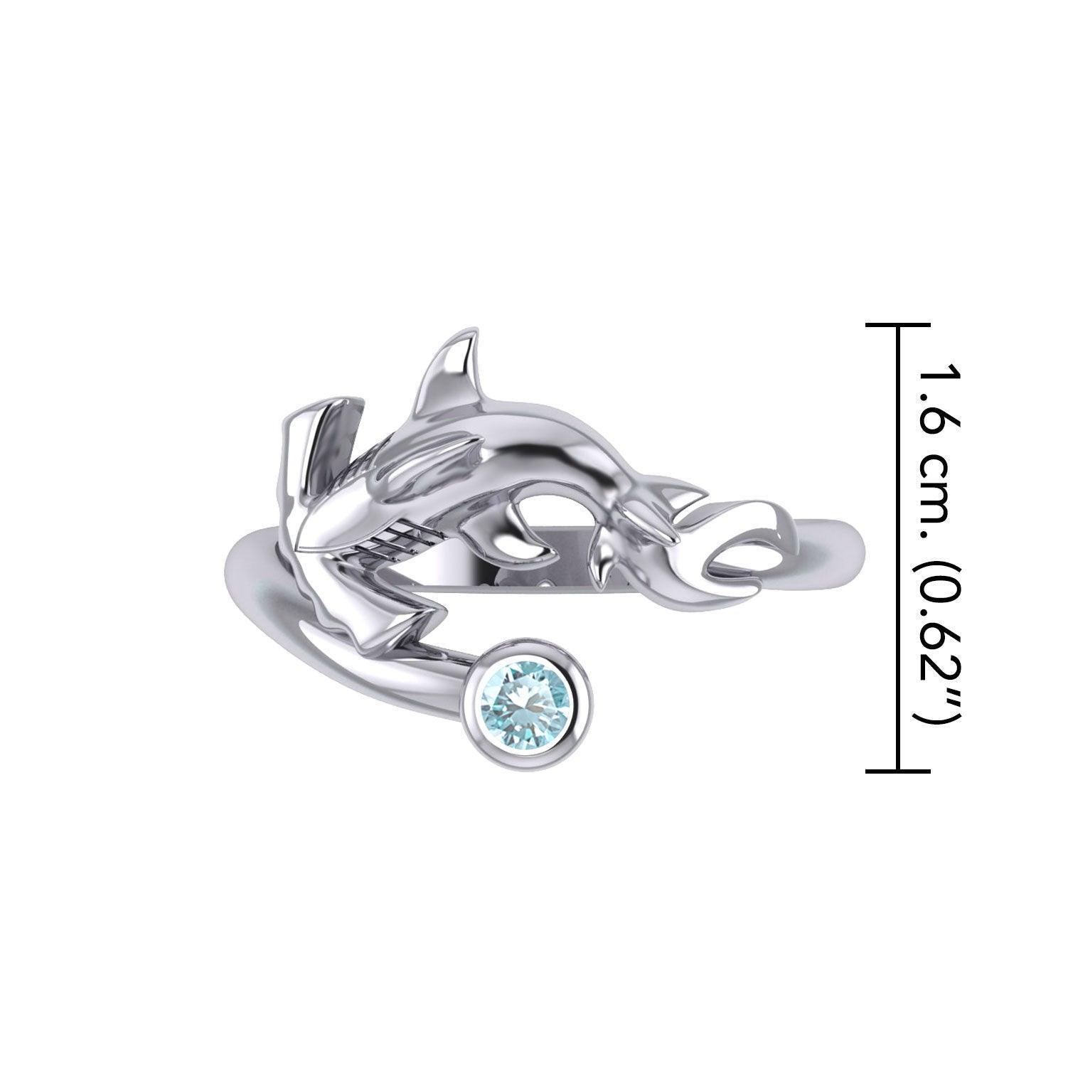 Hammerhead Shark Silver Ring with Gemstone TRI2427