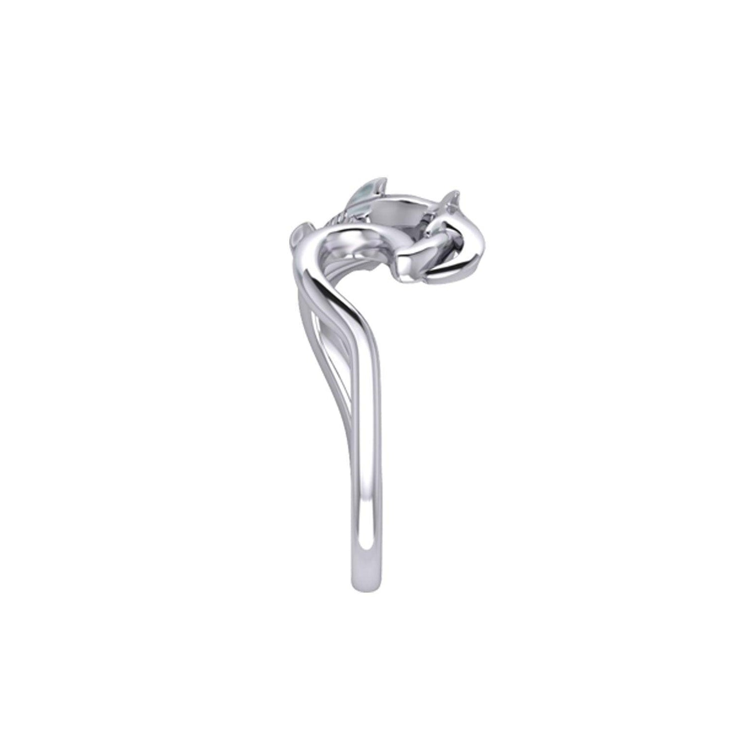 Hammerhead Shark with Wave Silver Ring TRI2428 - peterstone.dropshipping
