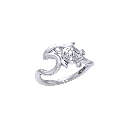 Turtle with Wave Silver Ring TRI2429 - peterstone.dropshipping