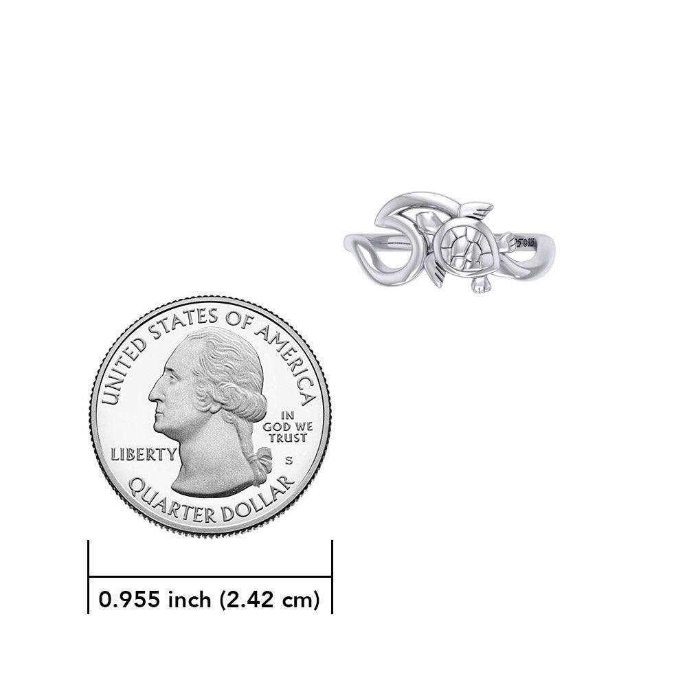 Turtle with Wave Silver Ring TRI2429 - peterstone.dropshipping