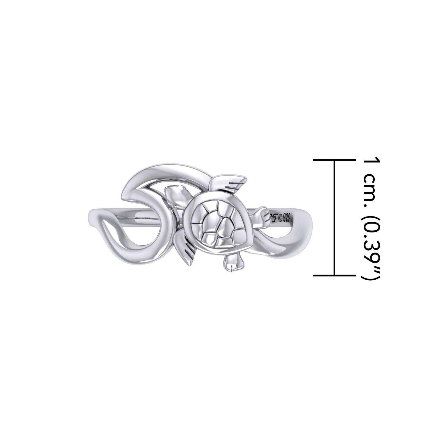 Turtle with Wave Silver Ring TRI2429 - peterstone.dropshipping