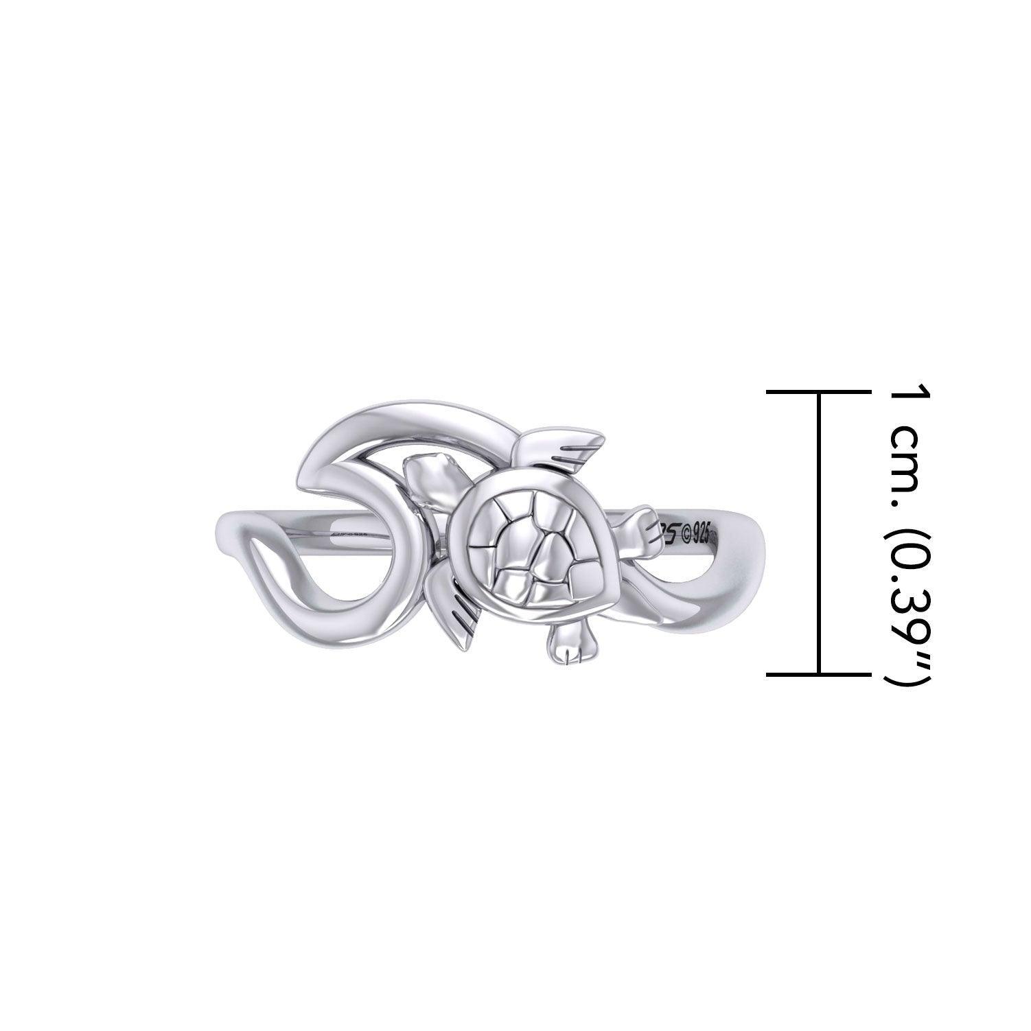 Turtle with Wave Silver Ring TRI2429 - peterstone.dropshipping