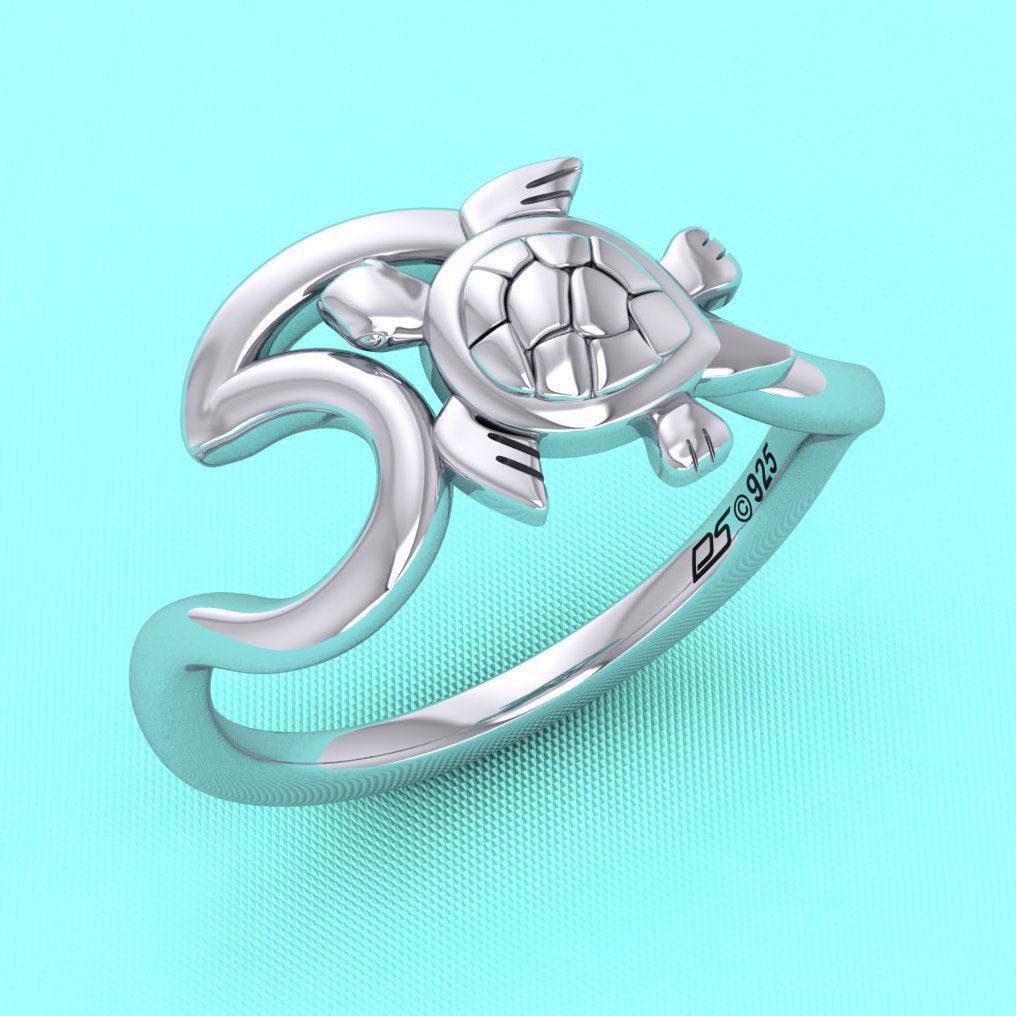 Turtle with Wave Silver Ring TRI2429