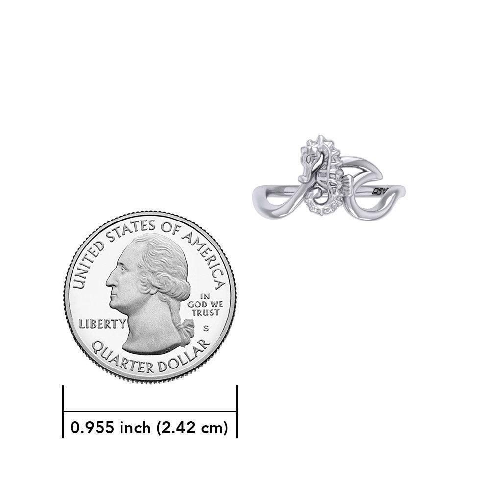 Seahorse with Wave Silver Ring TRI2430