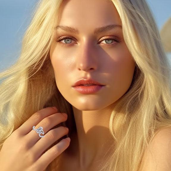 Seahorse with Wave Silver Ring TRI2430