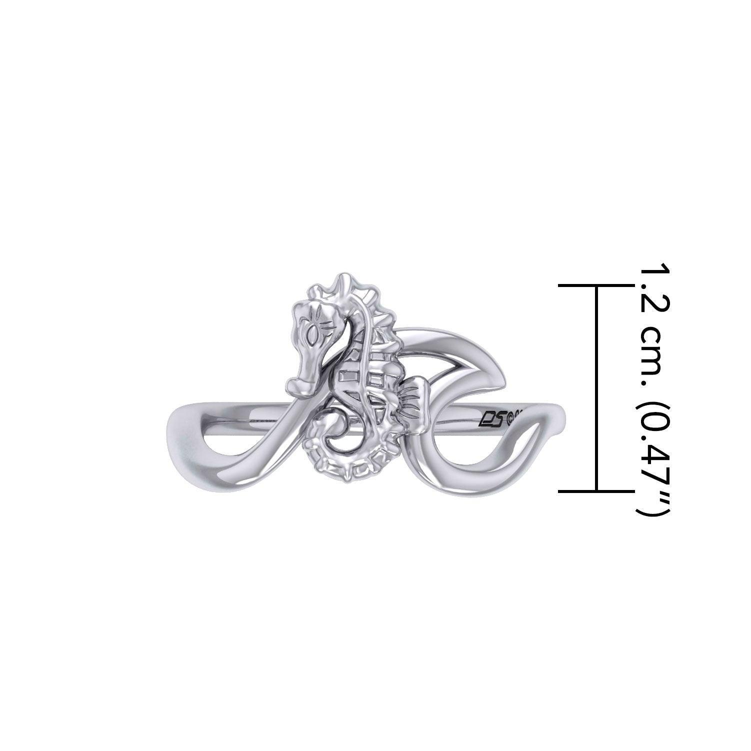 Seahorse with Wave Silver Ring TRI2430