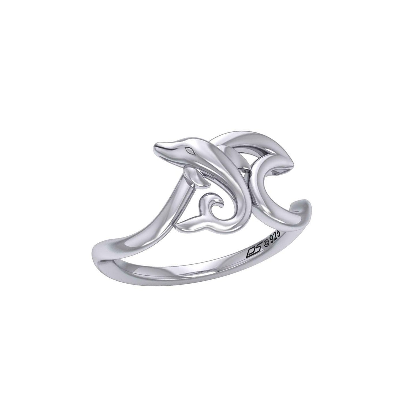 Dolphin with Wave Silver Ring TRI2431