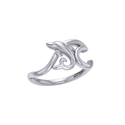 Dolphin with Wave Silver Ring TRI2431