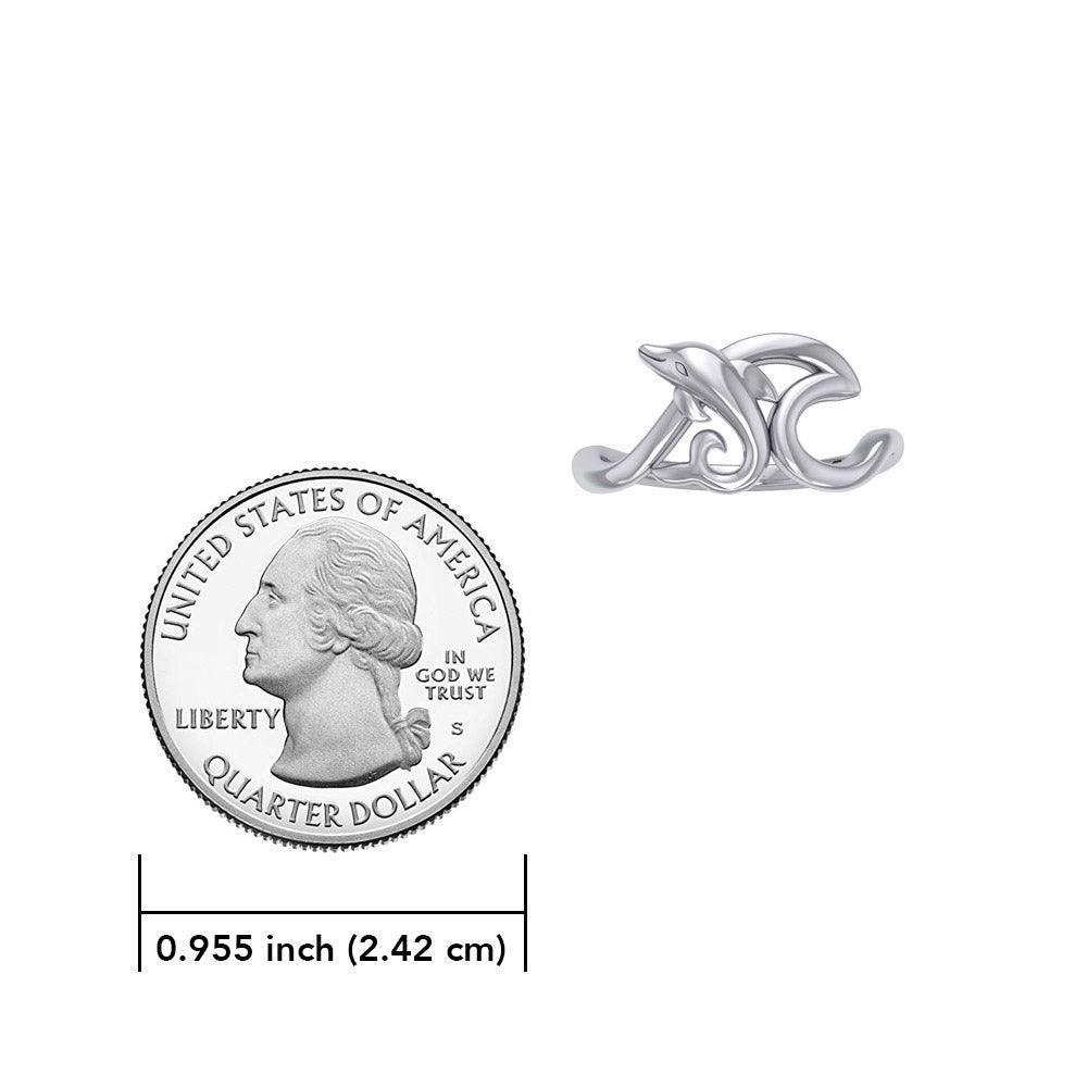Dolphin with Wave Silver Ring TRI2431
