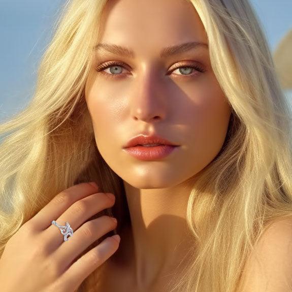 Dolphin with Wave Silver Ring TRI2431