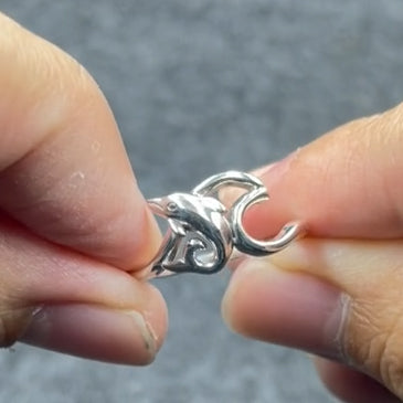 Dolphin with Wave Silver Ring TRI2431