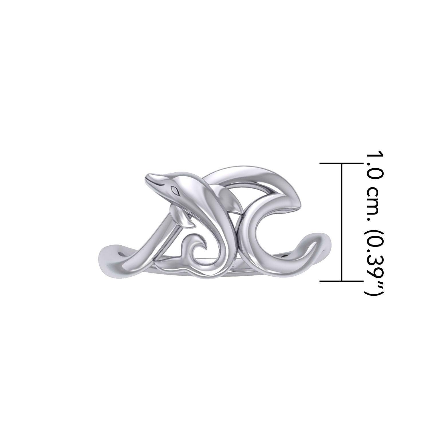 Dolphin with Wave Silver Ring TRI2431