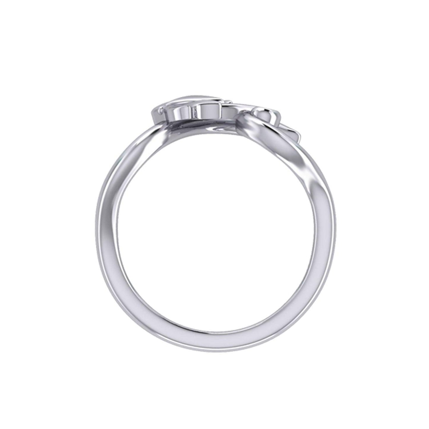 Manta Ray With Wave Silver Ring TRI2432 - peterstone.dropshipping