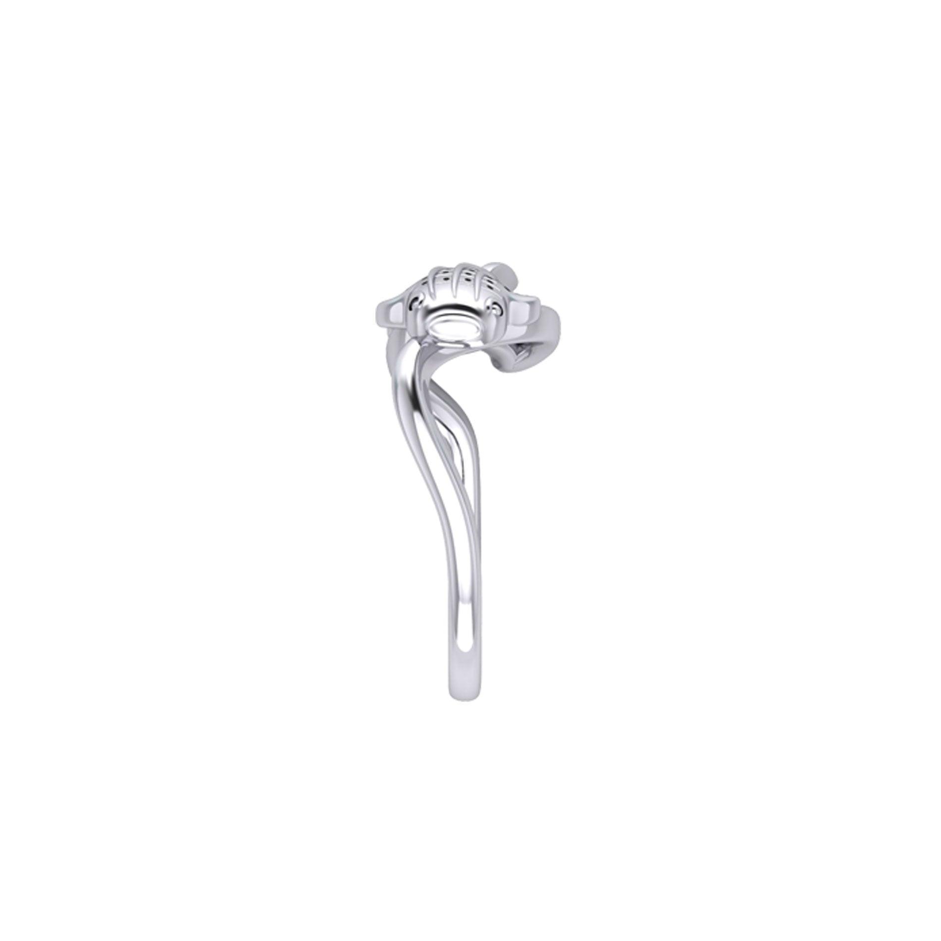 Whale Shark with Wave Silver Wrap Ring TRI2433 - Wholesale Jewelry