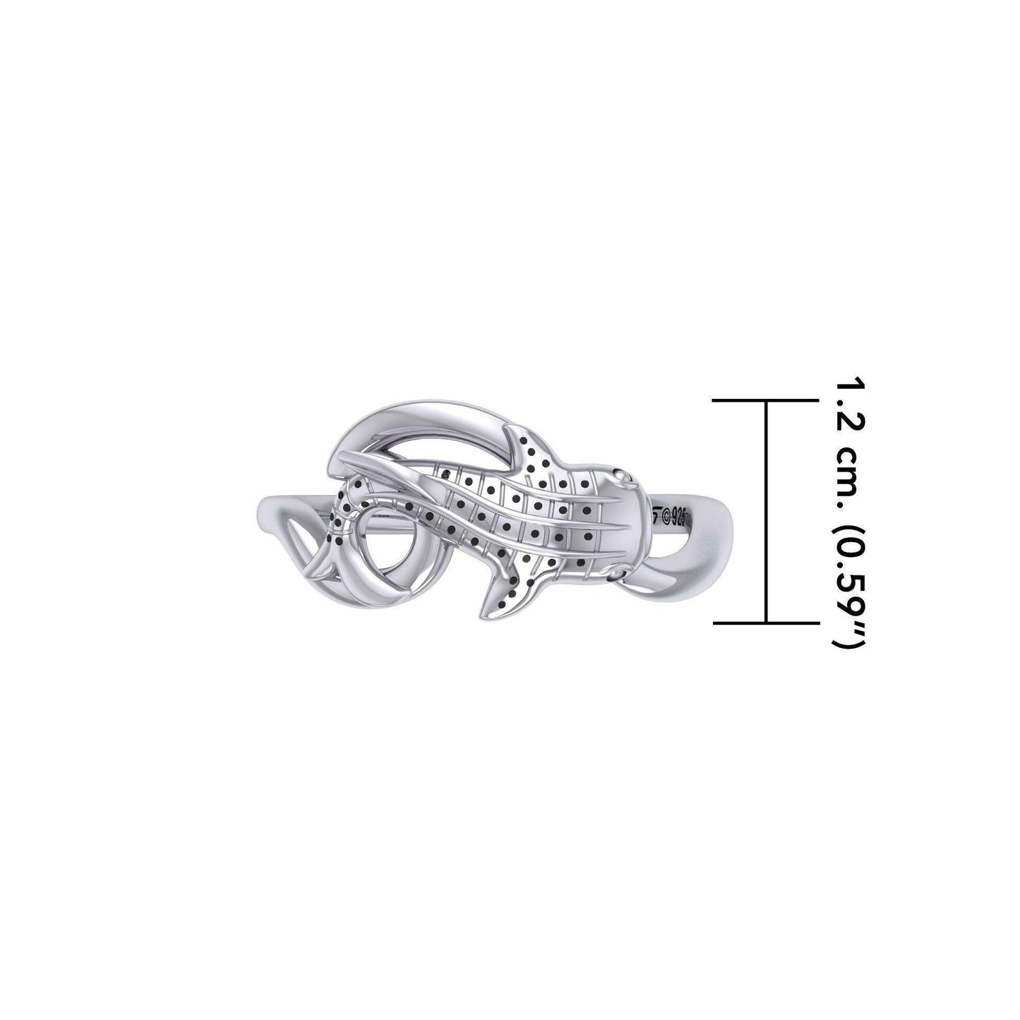 Whale Shark with Wave Silver Wrap Ring TRI2433 - Wholesale Jewelry