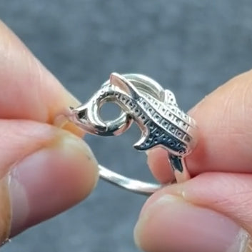 Whale Shark with Wave Silver Wrap Ring TRI2433