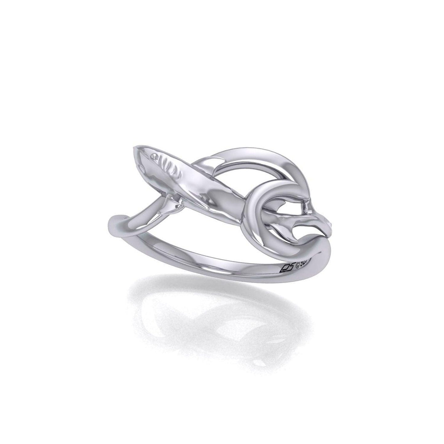 Shark with Wave Silver Ring TRI2435