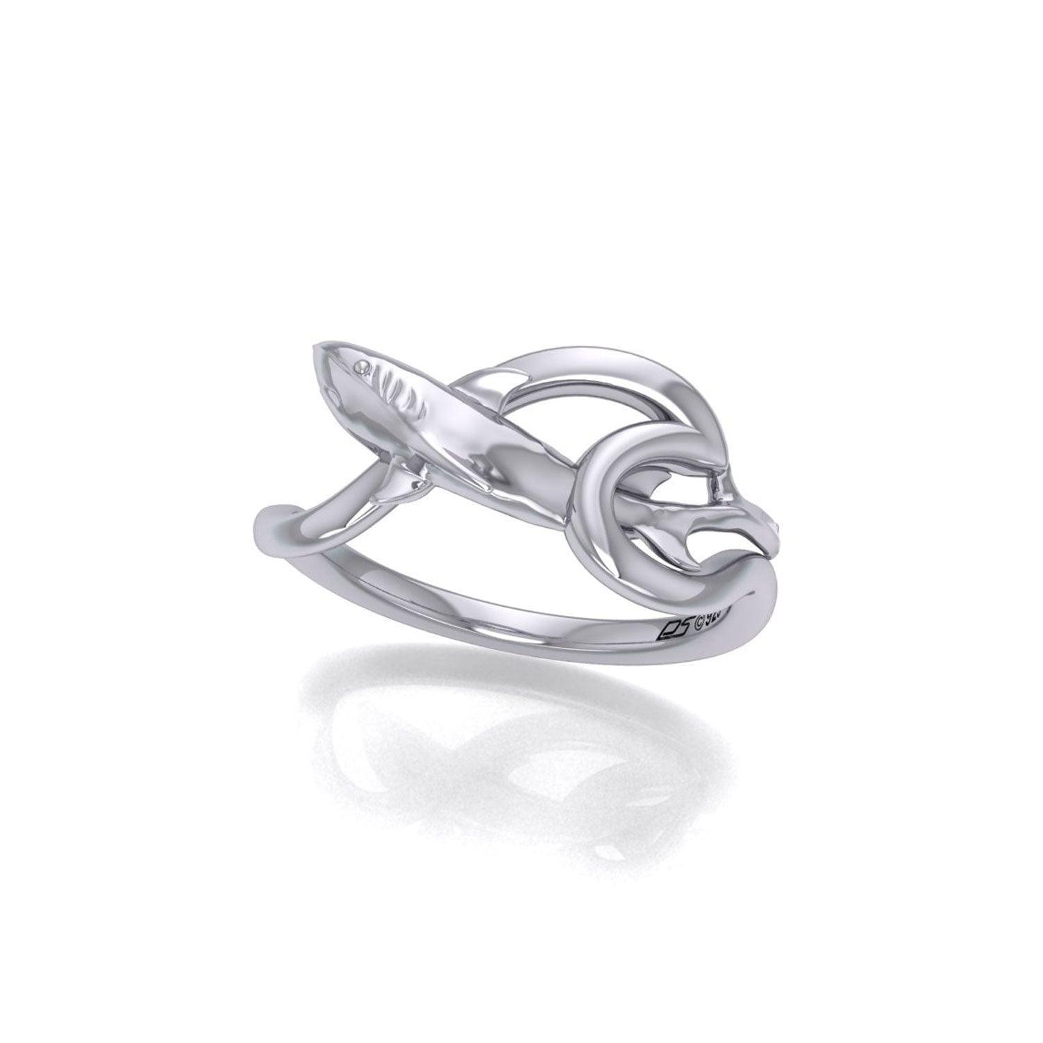 Shark with Wave Silver Ring TRI2435