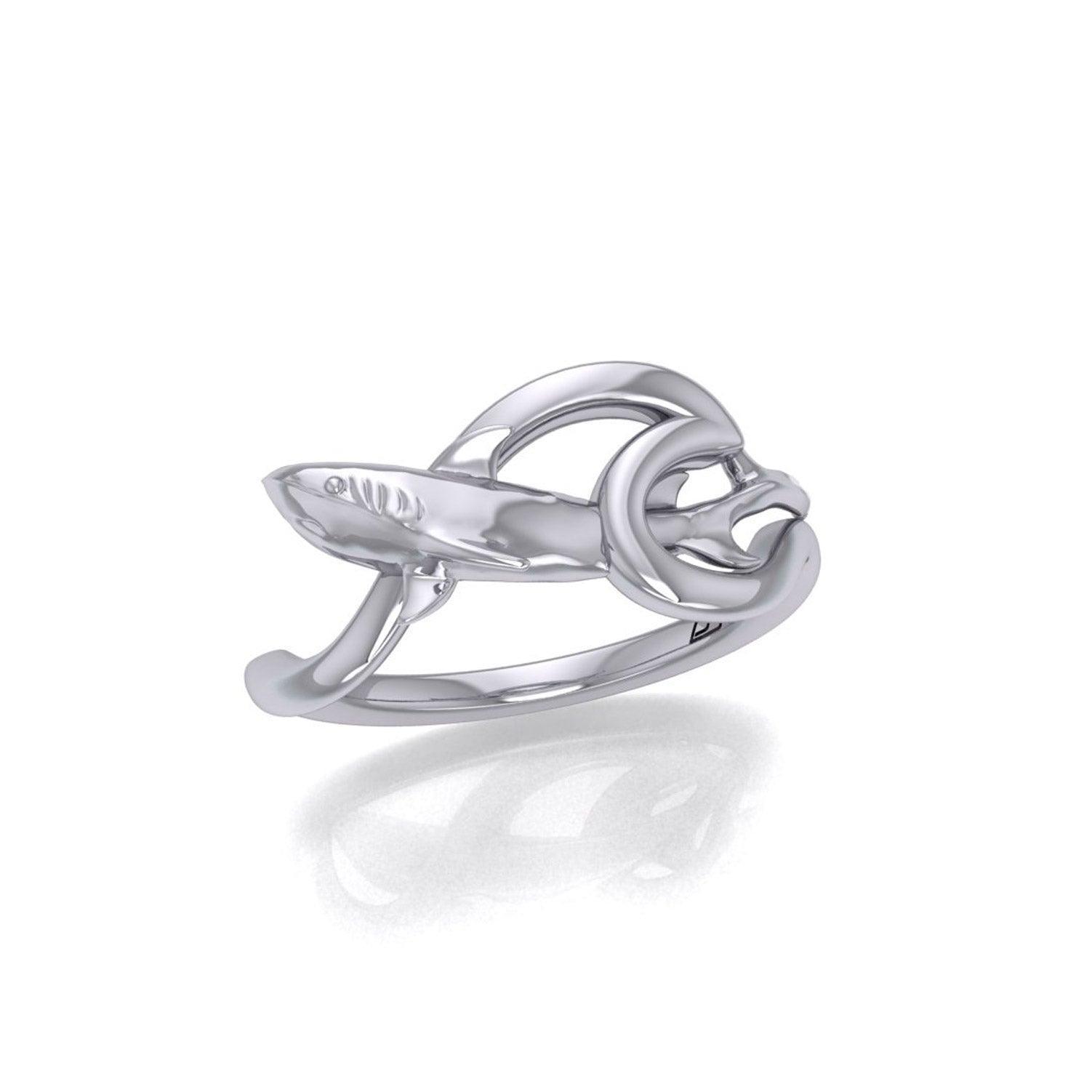 Shark with Wave Silver Ring TRI2435