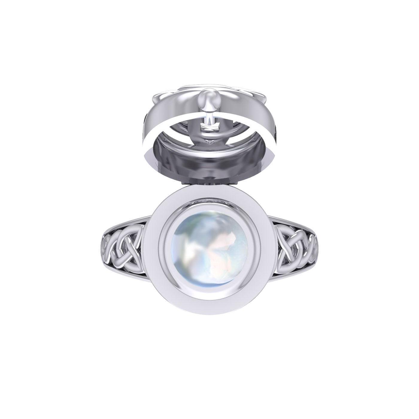 The Celtic Triquetra Silver Locket Ring with Gemstone TRI2436