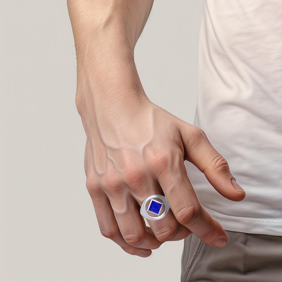 The Large Silver Ring with the NA Recovery Symbol Inlay Stone TRI2442