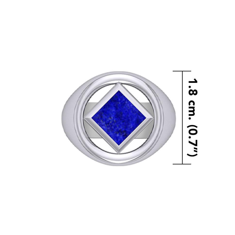 The Large Silver Ring with the NA Recovery Symbol Inlay Stone TRI2442